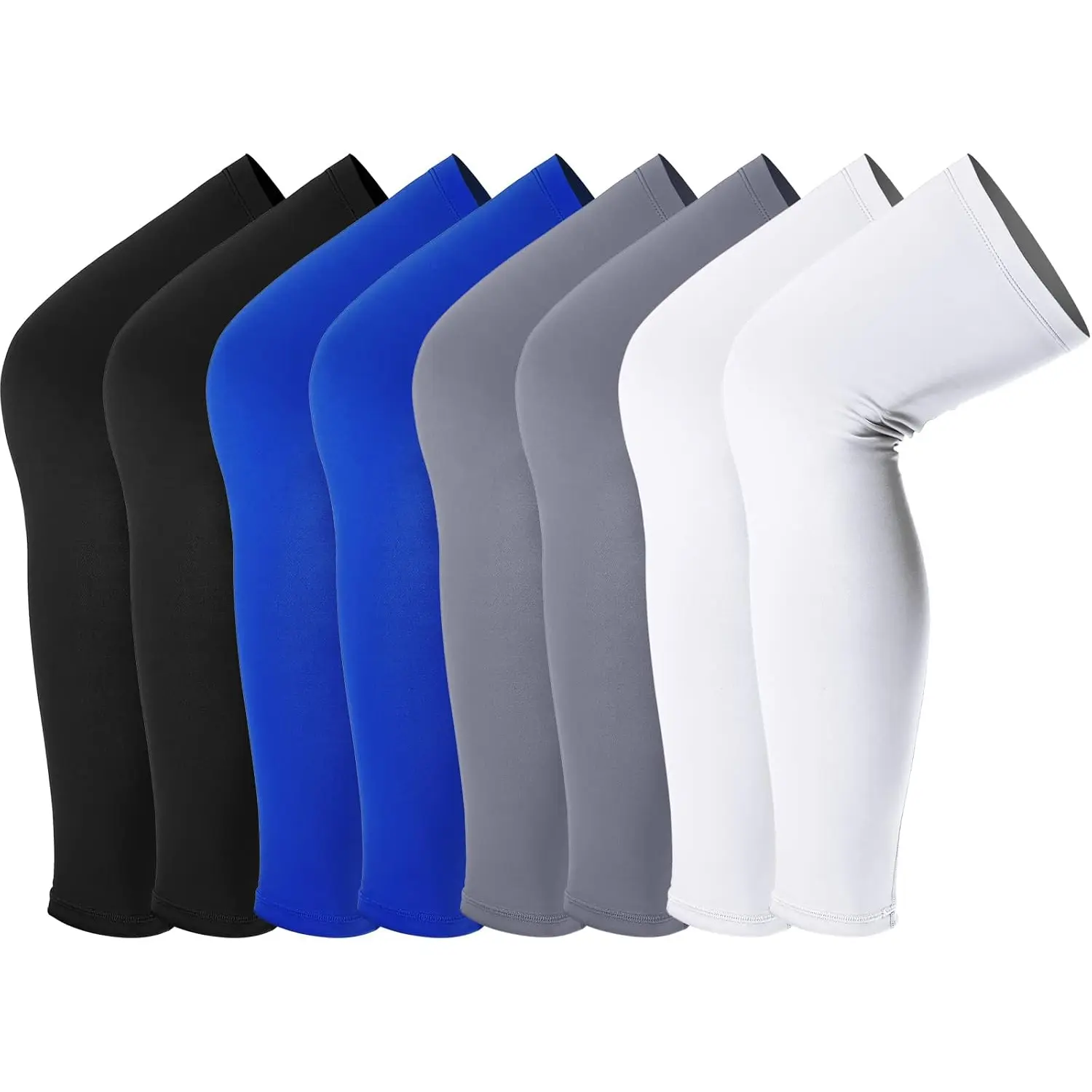 8 Pcs Leg Compression Sleeves UV Protection Sports Leg Sleeves Running Cycling Basketball Compression Sleeves for Men Women