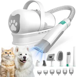 Kit, Pet  Vacuum with Pet Clipper  ,  Hair Vacuum with 6 Pet  Tools for Dogs Cats Shedding