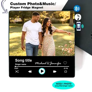 {anniversary gift}Custom Music Fridge  Bluetooth Connection with Frame That Plays Music with 1 Photo and music Mother's Day Gifts for Mom Decor