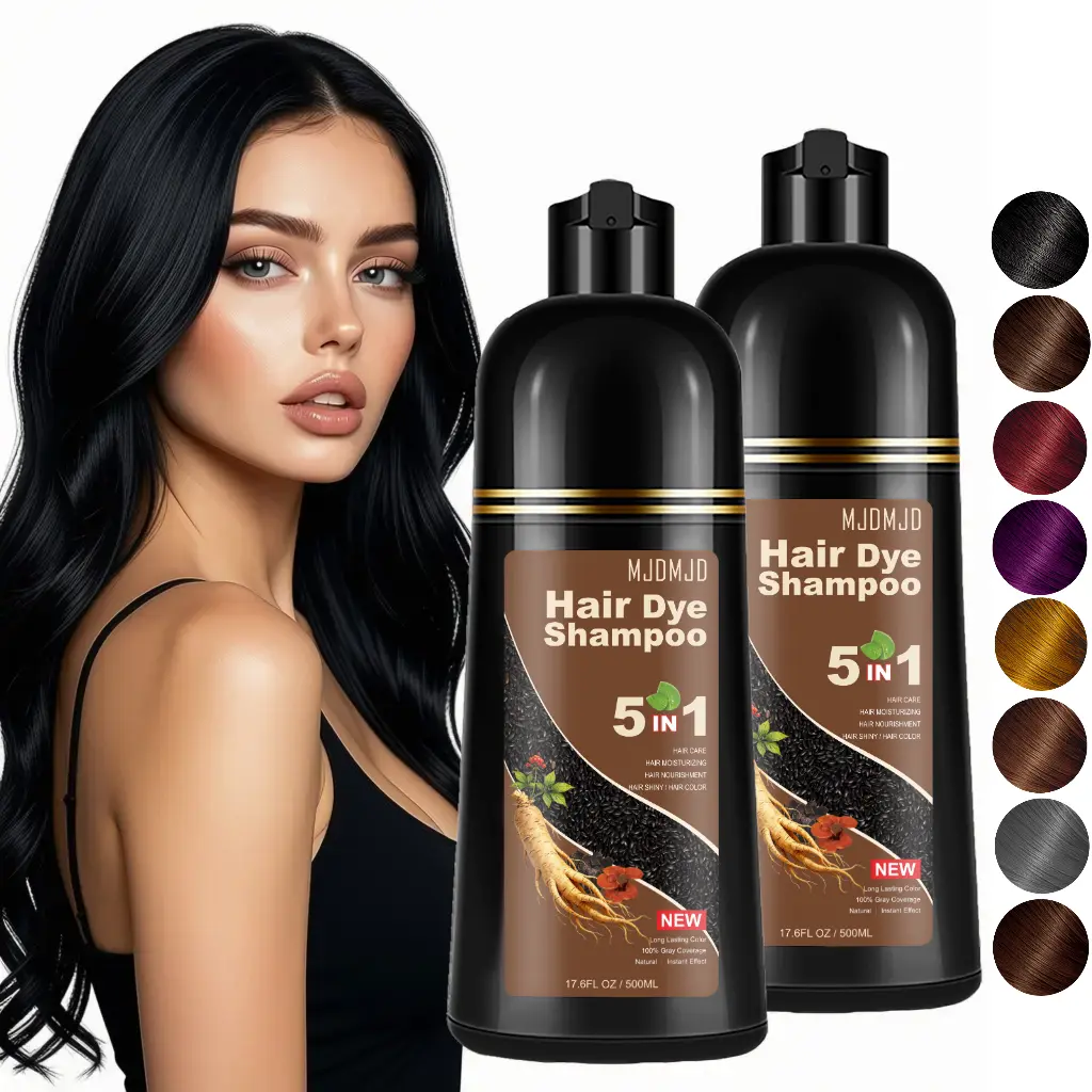 5 in 1 hair dye shampoo 500ml, natural plant pigments, no damage to scalp, no side effects, quickly covers white hair, suitable for both men and women，Perfect Gray Coverage，Salon Results at Home 3-in-1 instant hair color transformation easy use farndu