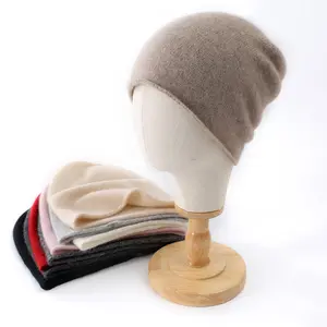 Cashmere Hat For Women Curled Brim Knitted Hat