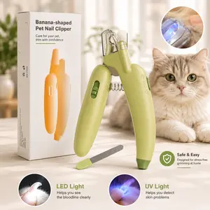 Pet Nail Clippers with LED Light & UV Detection, Safe Quick View, Sharp Precision Blades, Retractable File, Nail Catcher Box, Comfort Grip for Small Medium Large Dogs Cats, Rubber, Universal
