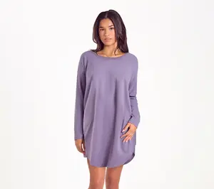 iCollection Soft Waffle Stretch-Knit Sleep Shirt-Dress