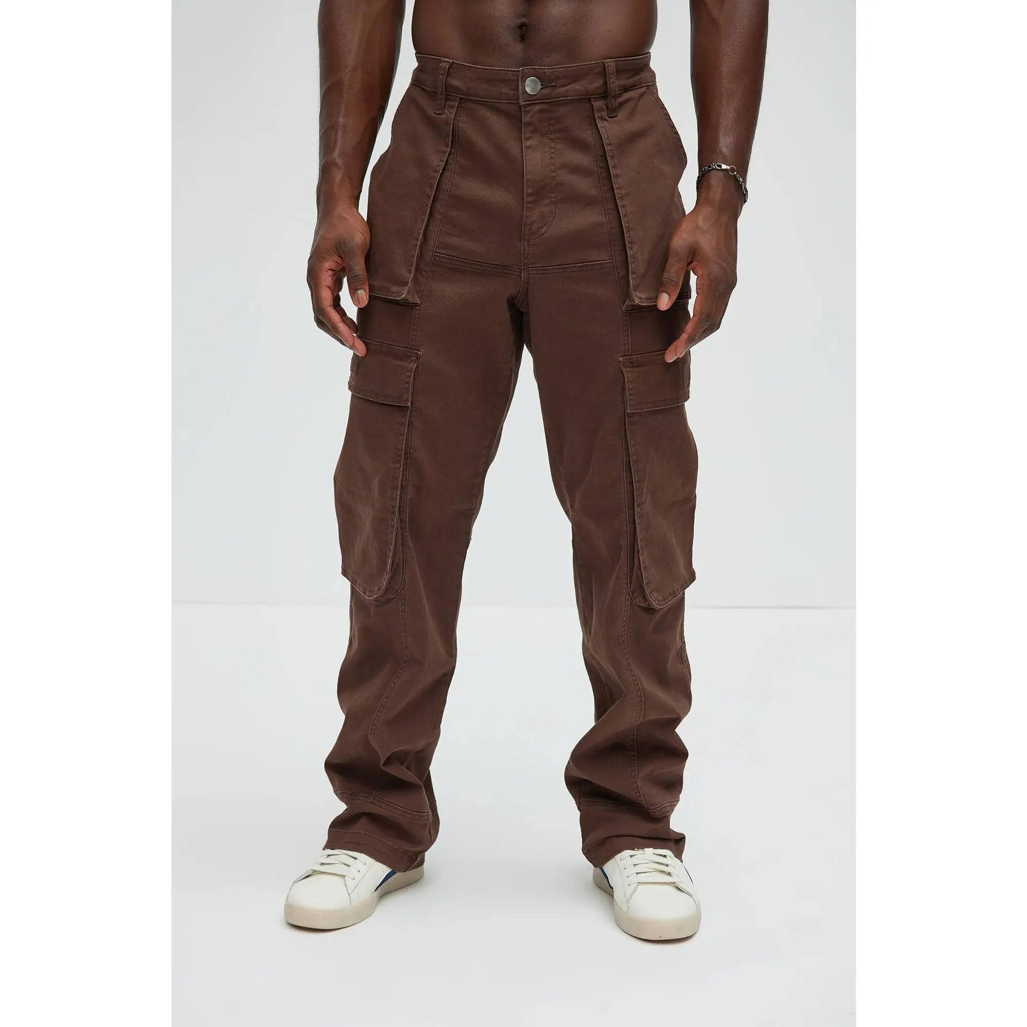 Psyche Straight Cargo Jeans - Brown