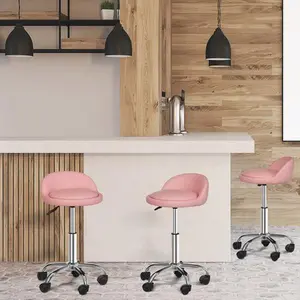 Zenstyle Adjustable Salon Stool Hydraulic Rolling Chair Tattoo Facial Massage Spa, Pink