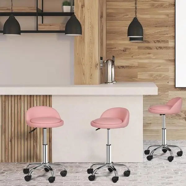 Zenstyle Sturdy Sponge-Padded Adjustable Hydraulic Rolling PU Leather Salon Stool - Makeup Artist Hair Stylist Hydraulic Styling Chair, 300lbs Capacity, Beauty Salon Esthetician Spa Equipment (Pink), Makeup Artist Chair, Salon Seat