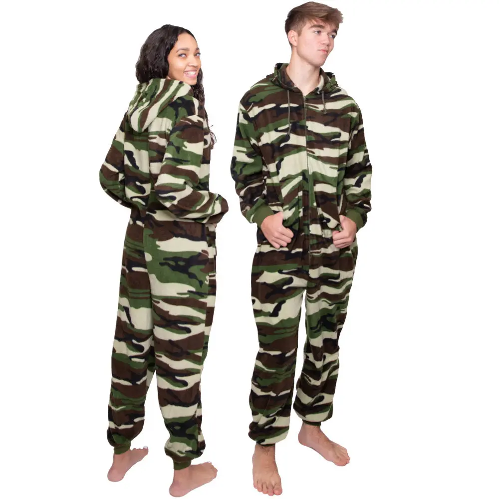 Hoodie Onesie Camouflage Fleece Jumpsuit Pajamas for Men
