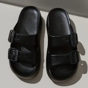 [Breathable EVA Slippers] Breathable EVA Platform Slippers - Women's Casual Solid Color Anti-Slip Super Thick Sole Durable with Buckle Closure for All-Season Open Toe Flat Sandals