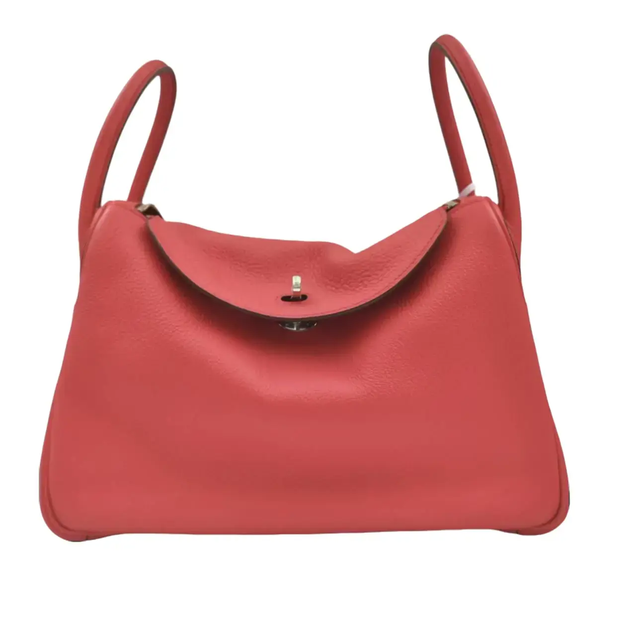 Pre-owned HERMÈS HZ8 Lindy 30 in Rose Jaipur Clemence leather with silver hardware 60905