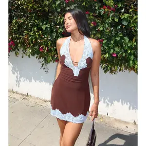 Sweetly Calculated Lace Trim Mini Dress