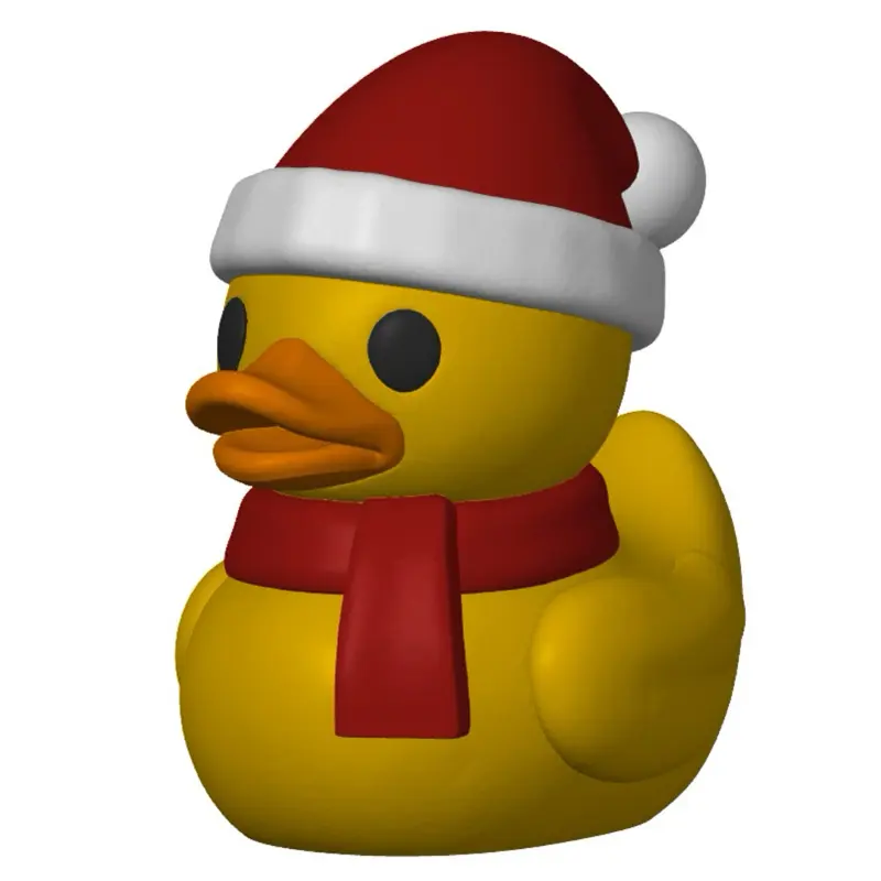 3D Printed Plastic Christmas Santa Hat Duck with Scarf | Red Santa Hat + Any Color Scarf | Festive Holiday Accessory for Kids and Adults