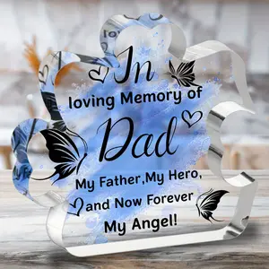 1 Pc Acrylic Plaque for Memorial - Forever My Angel, Christmas Memorial Acrylic Table Decorations for Dad