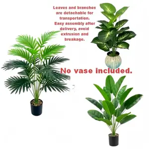 Three-Piece Realistic Palm Tree Set, Lifelike Plastic Bonsai Plants, Indoor Outdoor Decor, Spring Garden Decoration, Artificial Palm Trees