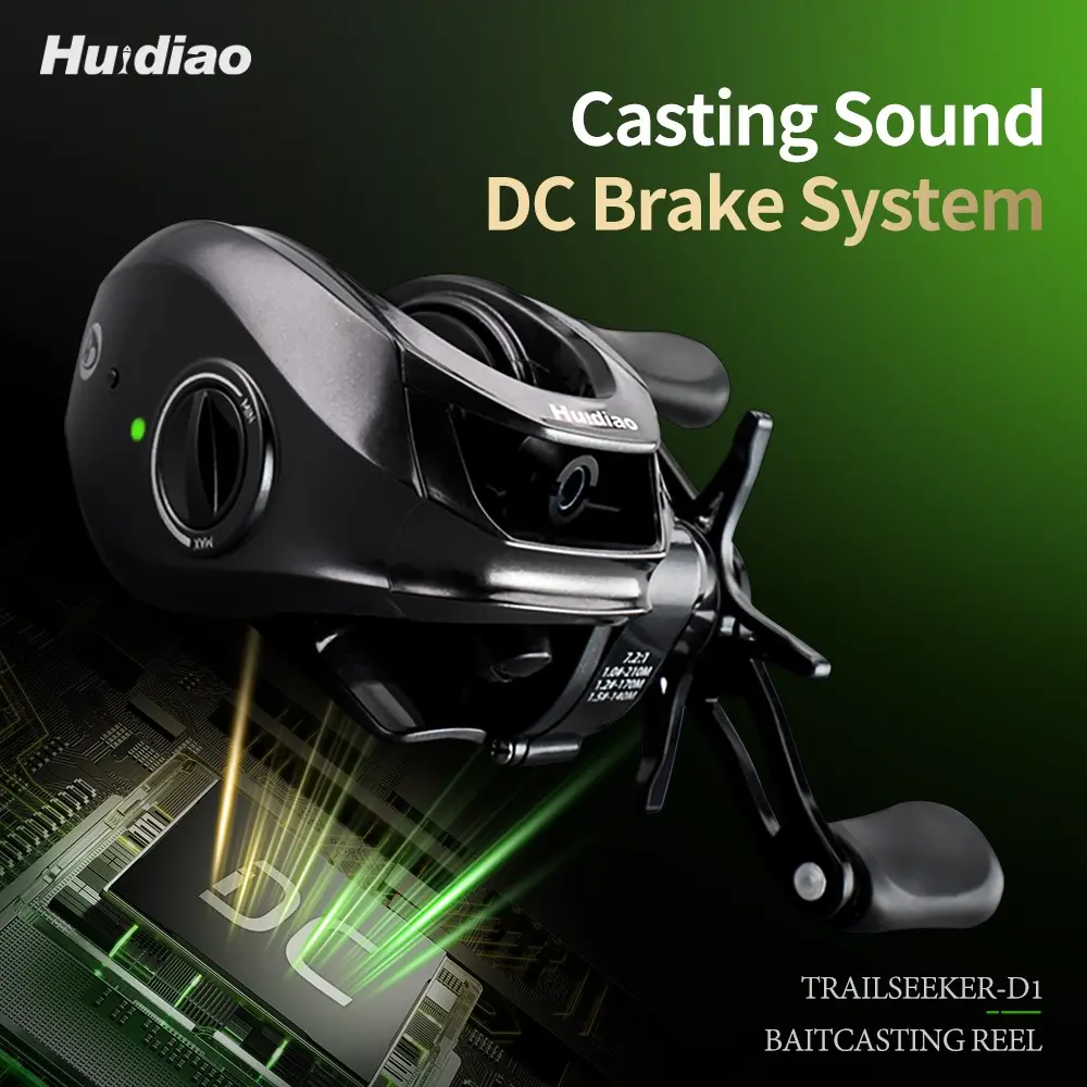 HUIDIAO TRAILSEEKER DC Baitcasting Reel, Digital Control Braking System, Lightweight 155g/5.47oz, Low Profile, 5+1 Double Shielded Bearings, Intelligent Anti-Backlash, Fishing Reel for Finesse Fishing, Fishing Gear & Equipment, Fishing Supplies