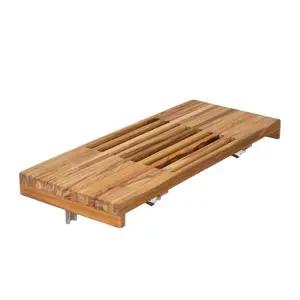 360 stand Wall Mount Teak Rectangular Shower Bench, Teak Wood, Mold Proof, 2x24x13 in, Brown, 24 In Dimensions