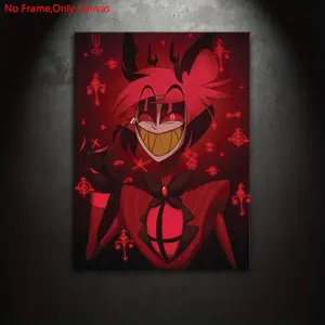 1 piece/set of unframed canvas print posters, classic anime art, Hazbin Hotel Alastor, perfect gift for animation lovers, ideal gift for bedroom, living room, kitchen, dormitory hallway, mural, wall decoration, room decoration, Artistic Artwork