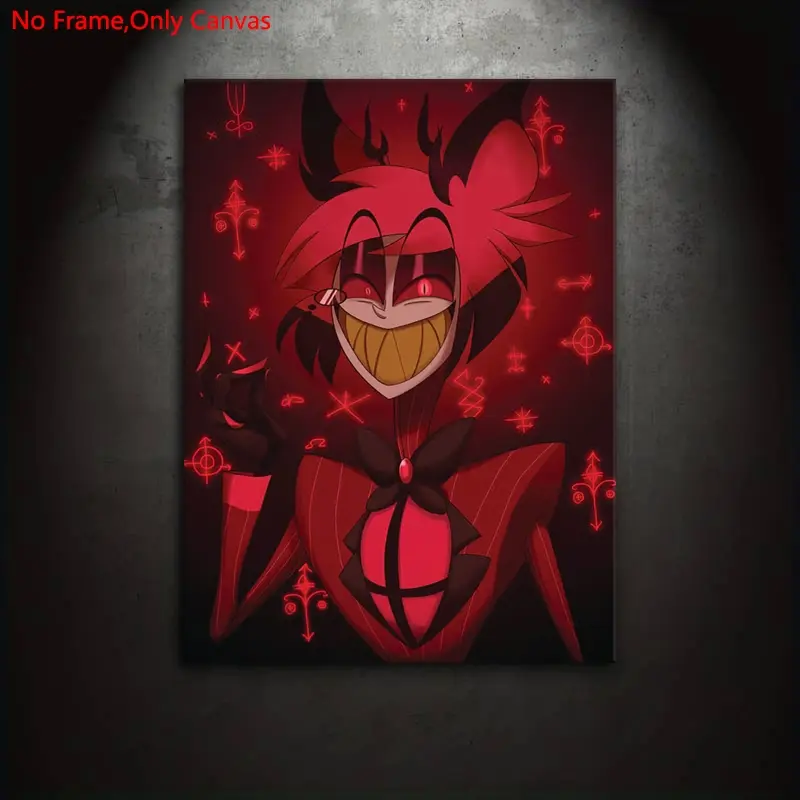 1 piece/set of unframed canvas print posters, Modern design, Cartoon print design, classic anime art, Hazbin Hotel Alastor, perfect gift for animation lovers, ideal for home decor, Artwork