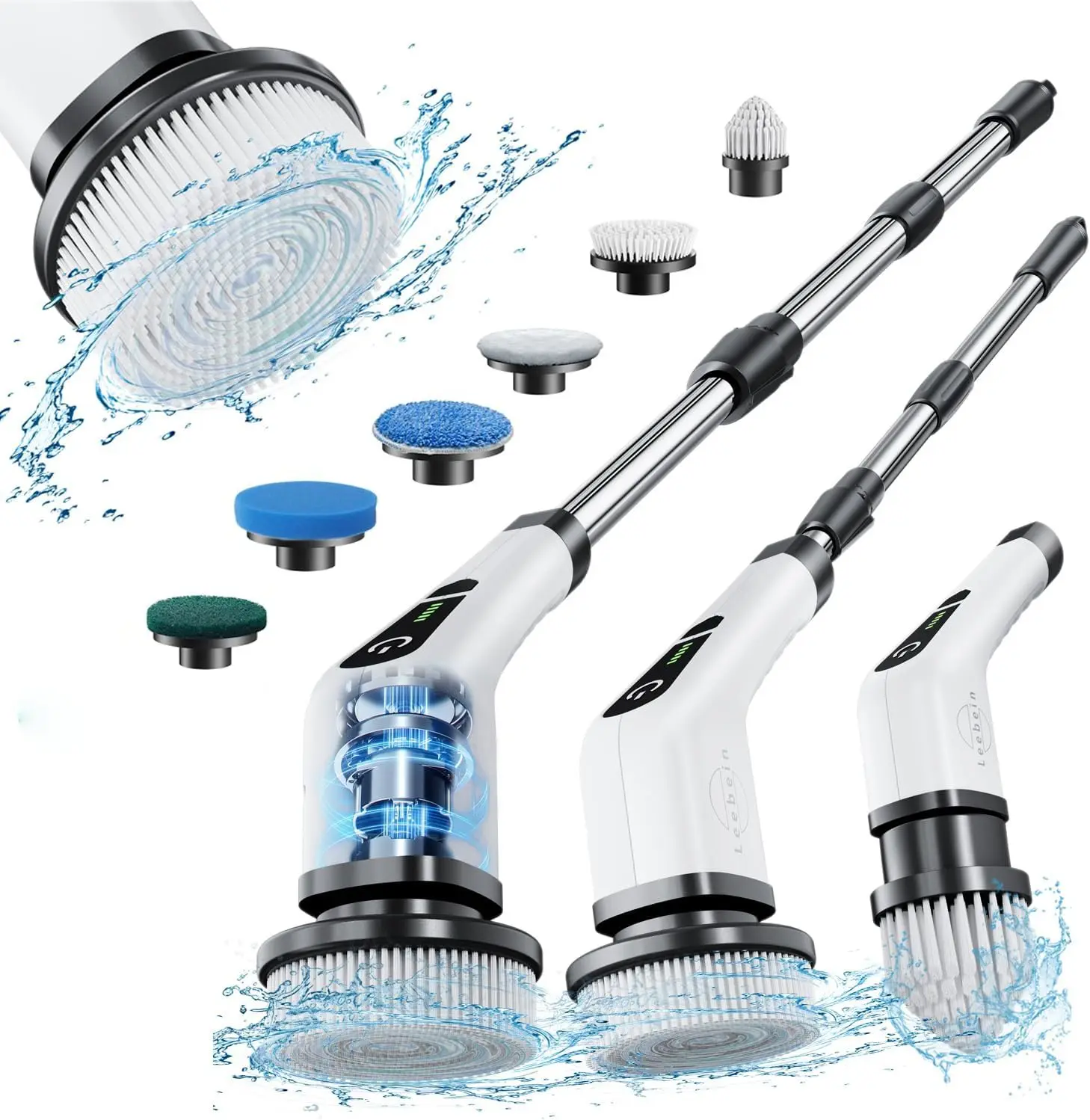 Electric Spin Scrubber – Cordless Waterproof Cleaning Brush for Bathroom, Kitchen, Bathtub, Tile, Floor & Window – Dual Speed Powerful Scrubber with Extendable Handle, Dual-Speed & Long-Lasting 1800mAh Batter