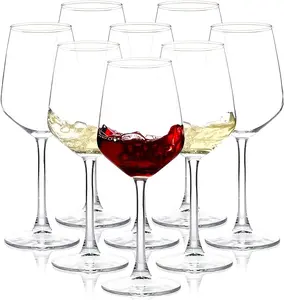 Long Stem Wine Glasses Set of 8, 12oz Clear Red/White for Party, Wedding and Home