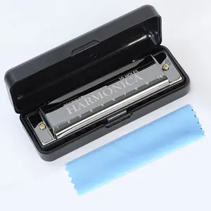 10 Hole Wind Harmonica Key C Blues Harp Mouth Organ Phosphor Bronze Case Diatonic Beginner Harmonica Kit for Kids