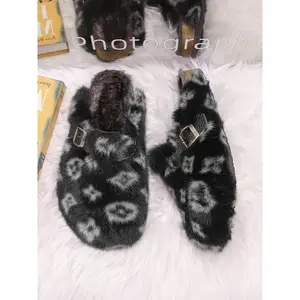 Men Women Winter Slippers Luxury Faux Fur Shoes, Anti-Slip Warm Outdoor Comfort, Casual Fashion Artificial Leather, Perfect Gift