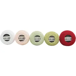 Size 80 (Thinner Than 0.3mm) Cotton Crochet Threads Singed Double Mercerized Egyptian Long Fiber Cotton Thread for Tatting, Lace, Dollies and Dolls Toys DIY Projects, 5 Balls Set (Set L)