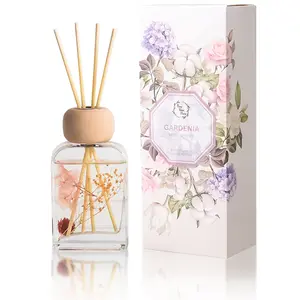 Pretty Valley Home-Gardenia Floral Reed Diffuser - Elegant Home Fragrance Gift Set (3.4 fl oz) - Decorative Glass Bottle with Sticks for Bathroom Shelf, Living Room & Housewarming Gift
