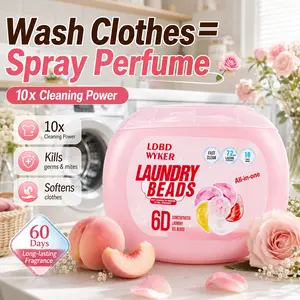 LDBD WYKER Peach & Floral 6-in-1 Laundry Pods Laundry Detergent Super Cleaning Power Soft Fresh Scent One Pod Does It All Scented Detergent Beads for Household Use Perfume Flowe summervibes
