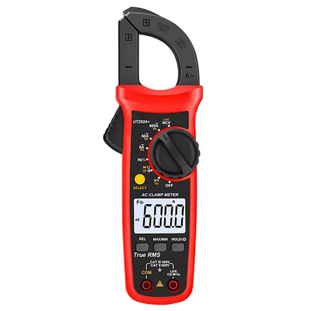 UT202A+ Digital Multimeter, 6000 Counts True RMS Auto-Ranging Electrical Tester, AC/DC Voltage, 0.001A–600A Current, Resistance, Capacitance, NCV, Continuity, Diode Testing, Max/Min Values, Relative Value Measurement, Data Hold for DIY Enthusiasts, 600V,,