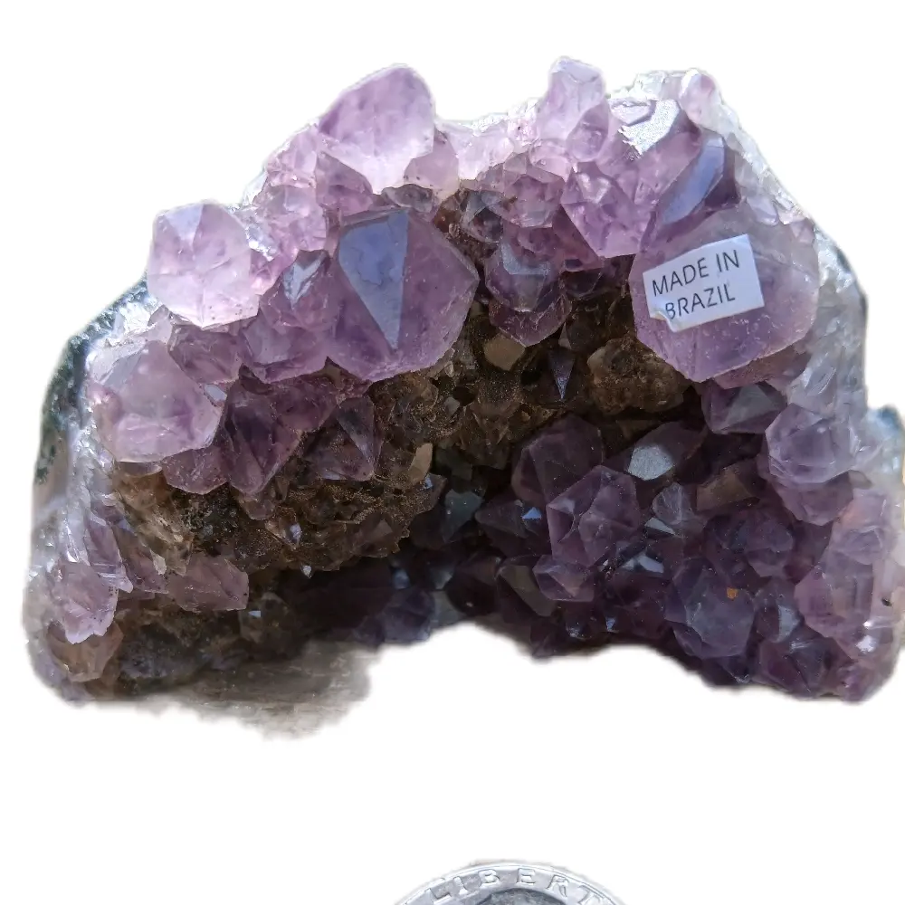 Ametrine Cathedral - Made in Brazil Purple Crystal Specimen with Label