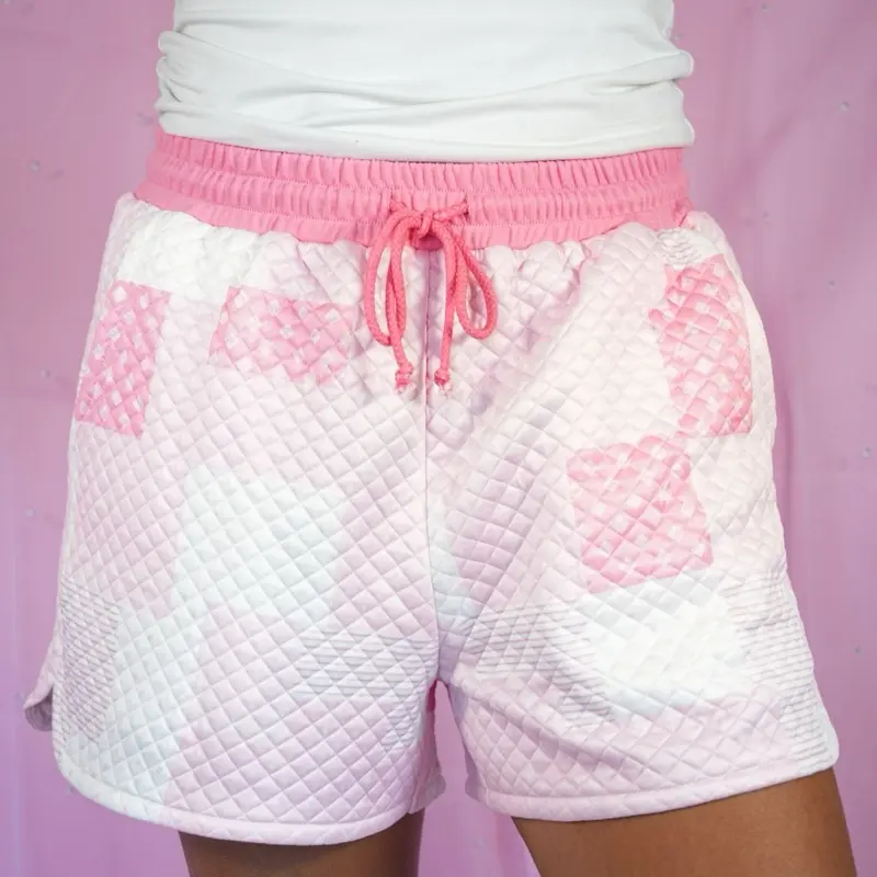 Pink Patchwork Quilted Shorts