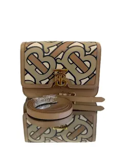 Pre-owned Leather Crossbody Bags Burberry TB Flap Bag Monogram Intarsia Small