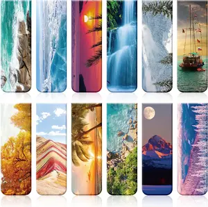 Magnetic Bookmarks 12 Pcs Magnet Page Markers Assorted Landscape Book Marks Reading Double Side Cute Magnet Bookmark Clips