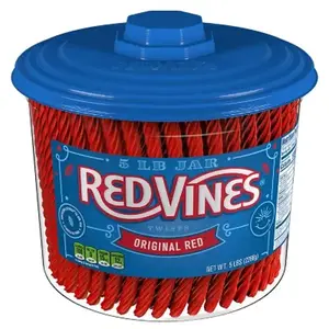 RED VINES Twists Original Red Licorice Bulk Candy Jar 5 lbs. Snack Candies Bonbon Sweet