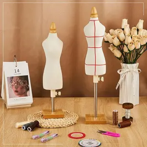 2 Sets Doll Dress Form Mini Female 1/4 Size Tailor Dressmaker Dummy Mannequins Body Miniature Sewing Mannequin Dress Forms for Sewing with Red Patch Set