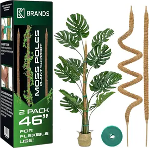 2-Pack 46” Bendable Moss Poles for Monstera & Climbing Plants | Indoor Plant Support Stakes