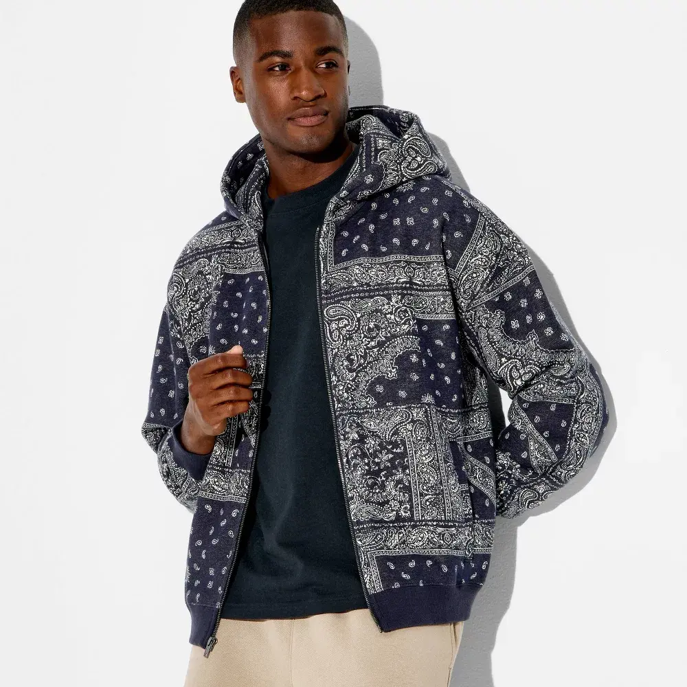 Men's Full Zip Hooded Sweatshirt - Original Use Dark Blue M