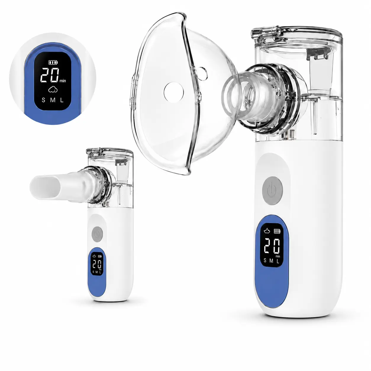 Portable Handheld Mesh Nebulizer Kit for Adults, Fine Mist Machine with 2 Modes, USB & Battery Powered for Travel and Home, Removable, Pouch, Travel Size, Usb Cable, Portable Nebulizers, Batteries, Clean Cup