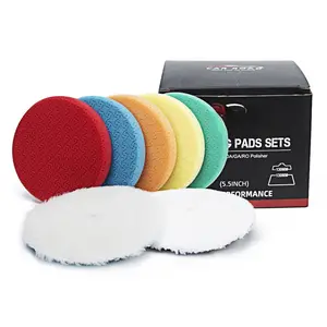Buffing Polishing Pads 5 Inch,  7 count 5.5 Inch  for 127mm Kit for  Buffer Polisher  Polishing Pad Kit for  Buffer Compounding,Polish and Waxing (5 Inch(125mm))