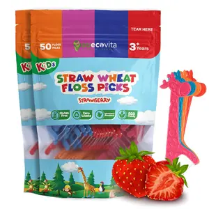 Biodegradable Kids Flossers - Dental Floss Picks for Children | Fluoride & Plastic-Free | Colorful & Fun Animal Floss Sticks | Eco Friendly, Vegan, Natural Oral Daily