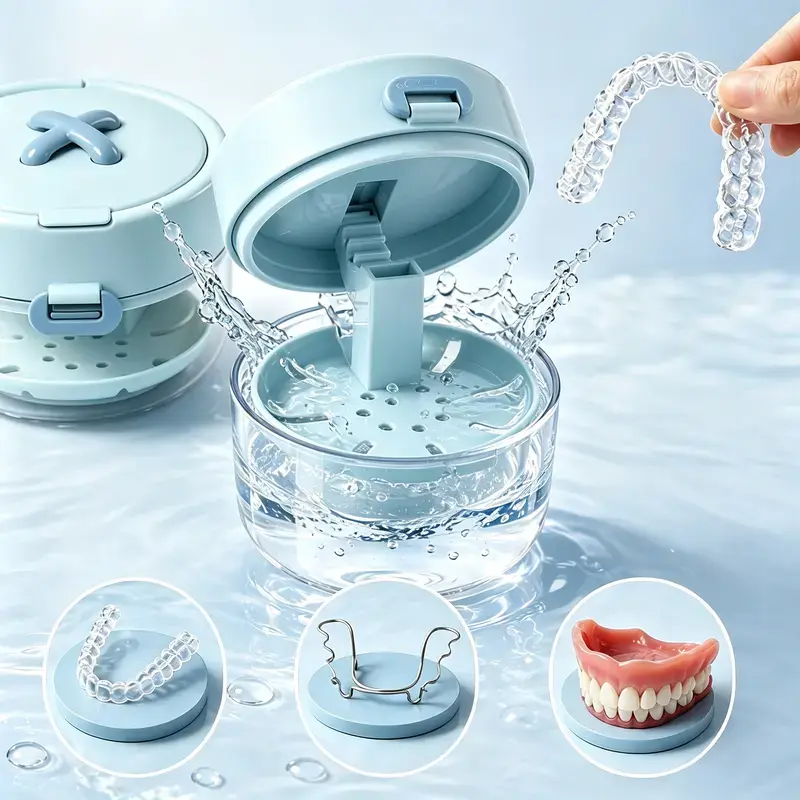 3-in-1 Design Plastic Ortho Device Retainer Case - Leak-Proof Lid, Compact Removable Basket, Universal Fit, Lightweight Portable Travel Gear for Outdoor Use & Daily Storage