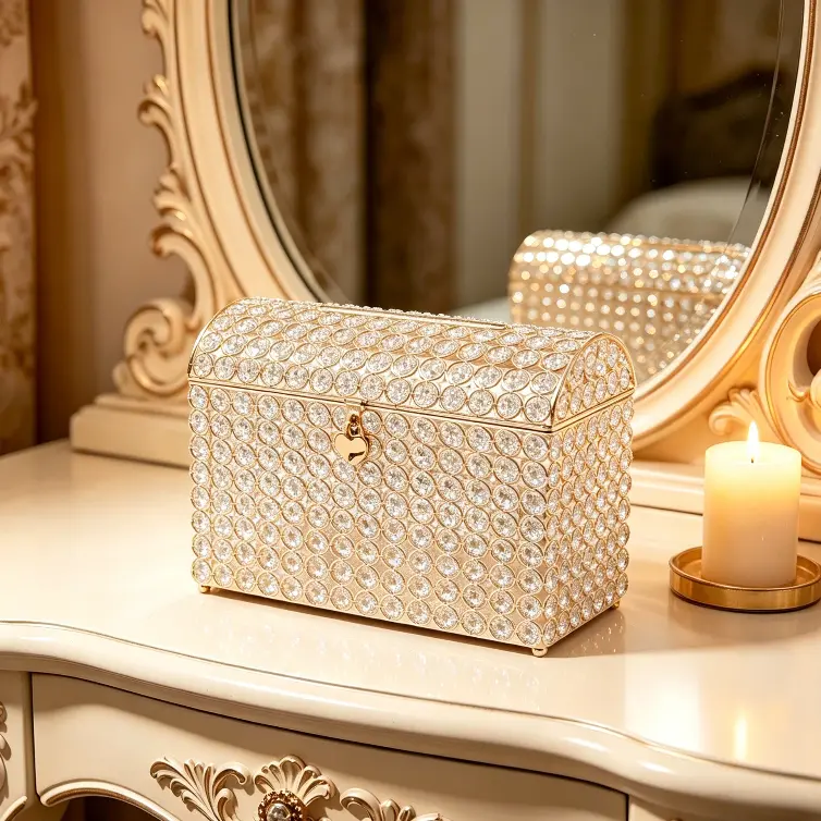 CNCEST Gold Rectangle Wedding Card Organiser with Heart Lock, Clear Glass Wishing Well Card Holder, Decorative Modern Iron-Glass-Steel Gift Box for Reception, Anniversary, Dropin Card Slot, Gold Finish Adds A Luxe Wedding Glow, Keeps Wedding Cards Neatly