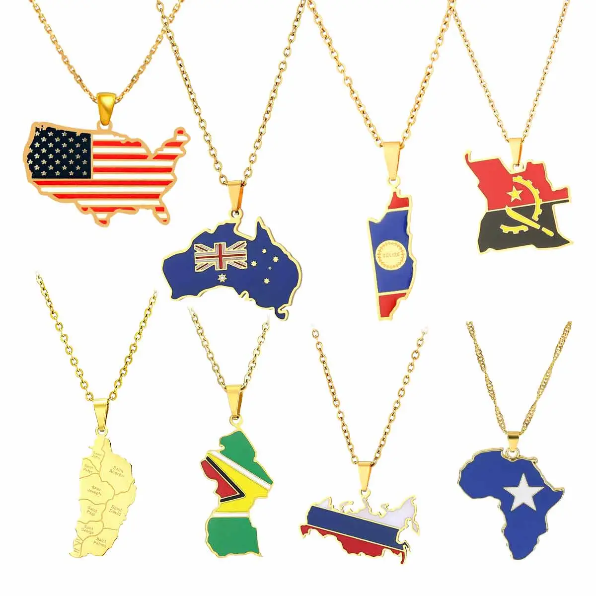 Creative World Maps, National Flags, Necklaces, Pendants, Women and Men Jewelry Gift