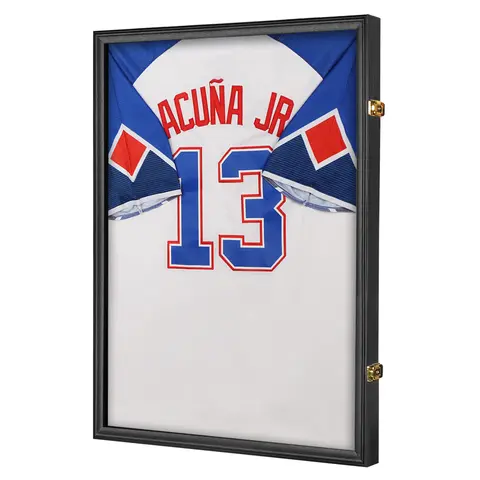 Jersey Frame Display Case - Wall Mount Sports Jersey Display - Lockable Flat Jersey Shadow Box with UV Protective Acrylic Door for Football,Hockey,Basketball,Baseball Sports Jersey