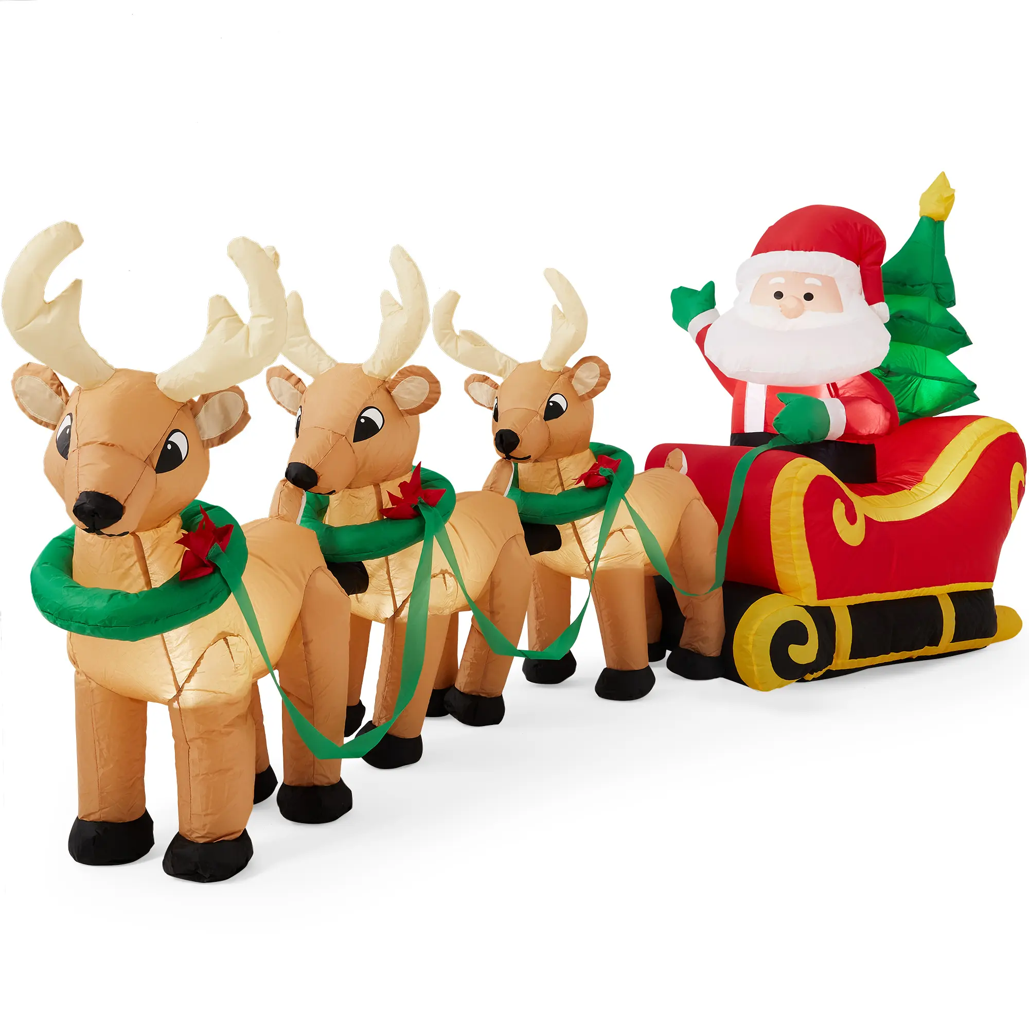 Best Choice Products 8.5ft x 3ft Lighted Inflatable Christmas Santa Claus & Reindeer Indoor Outdoor w/ Electric Fan