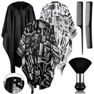 6 Pcs Professional Salon Barber Capes Waterproof Hair Cutting Capes with Neck Duster and Combs Brush with Adjustable Snap Closure for Women Men Hair Stylist Salon Barbershop Hairdressing - Home Improvement.