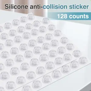 128 Counts Invisible Silicone Door Bumpers Adhesive Quiet Pads for Cabinets and Drawers