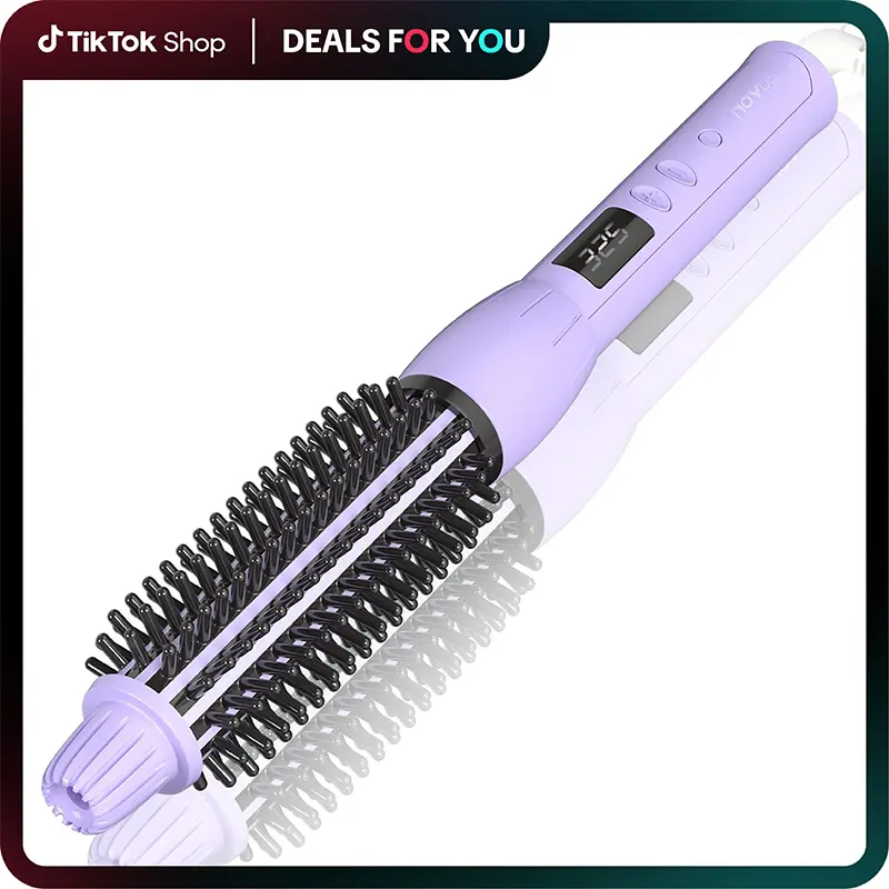 NOVUS Technology Curling Iron Brush,Thermal Brush, 120 Voltage Travel Curling Brush, 60 min Shut Off Electric and 11 Temperature Adjustable Heated Straightener-Comfort