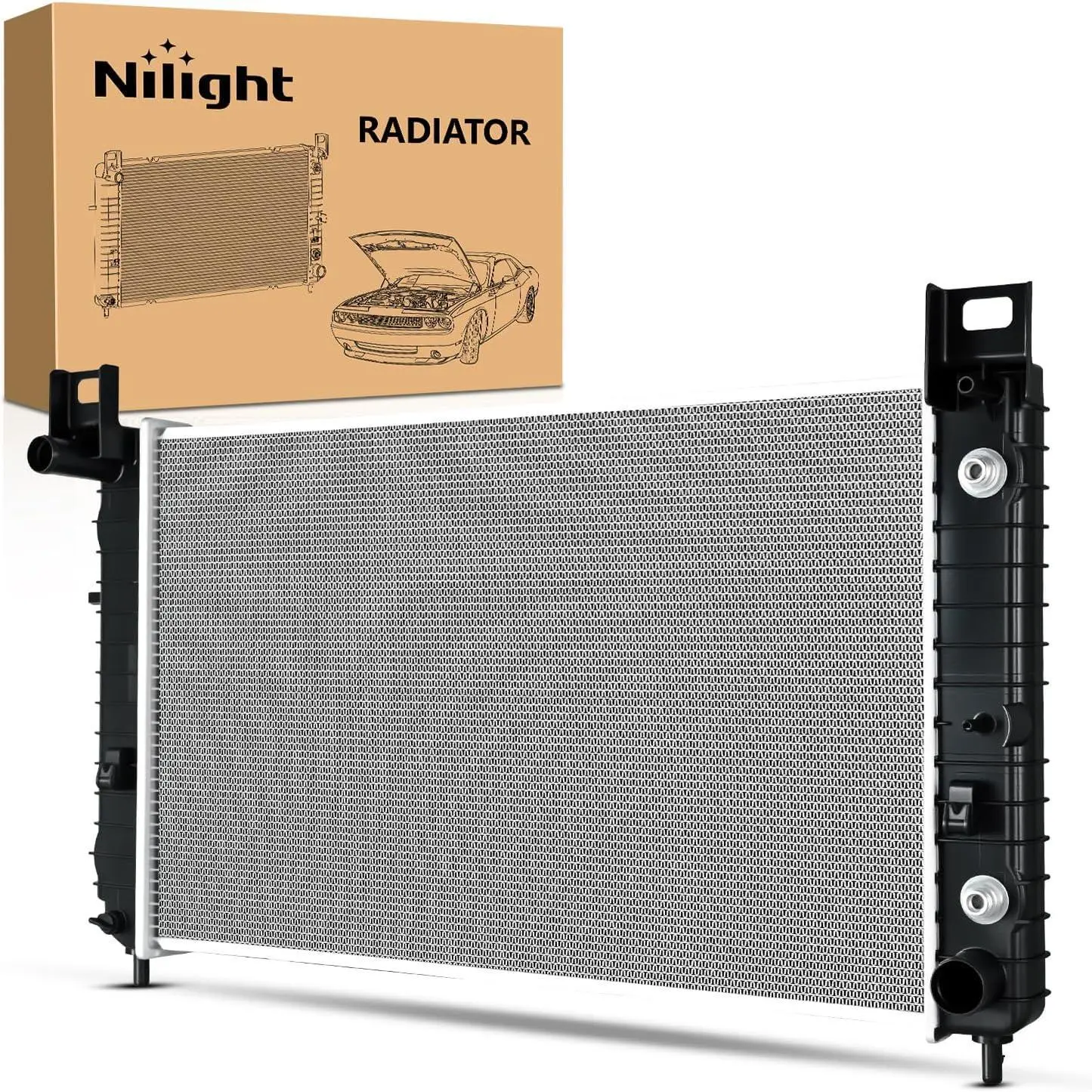 Nilight 28-Inch Premium Grade Aluminum Core Radiator, Leak Tested Complete Unit, Prevents Coolant Loss, for Chevy/GMC/Cadillac (Chevrolet Silverado, GMC Sierra 1500/2500, Yukon XL, Cadillac Escalade, Automatic Trans, 1999-2006)