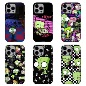 Invad3r Zim Gir Checkerboard & Skulls Phone Case | Invad3r Zim Gir Collage Tough Phone Case For iPhone 17 Pro Max 16 15 14 13 12 11 for Samsung S21 S22 S23 S24 S25 S26 Phone Case | Tough Phone Case | gift for him for her | Best Gift
